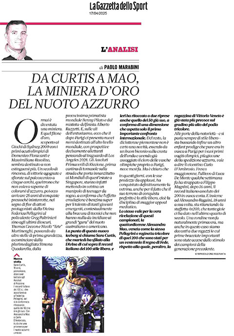 Articolo Gazzetta dello Sport - 17.04.2025