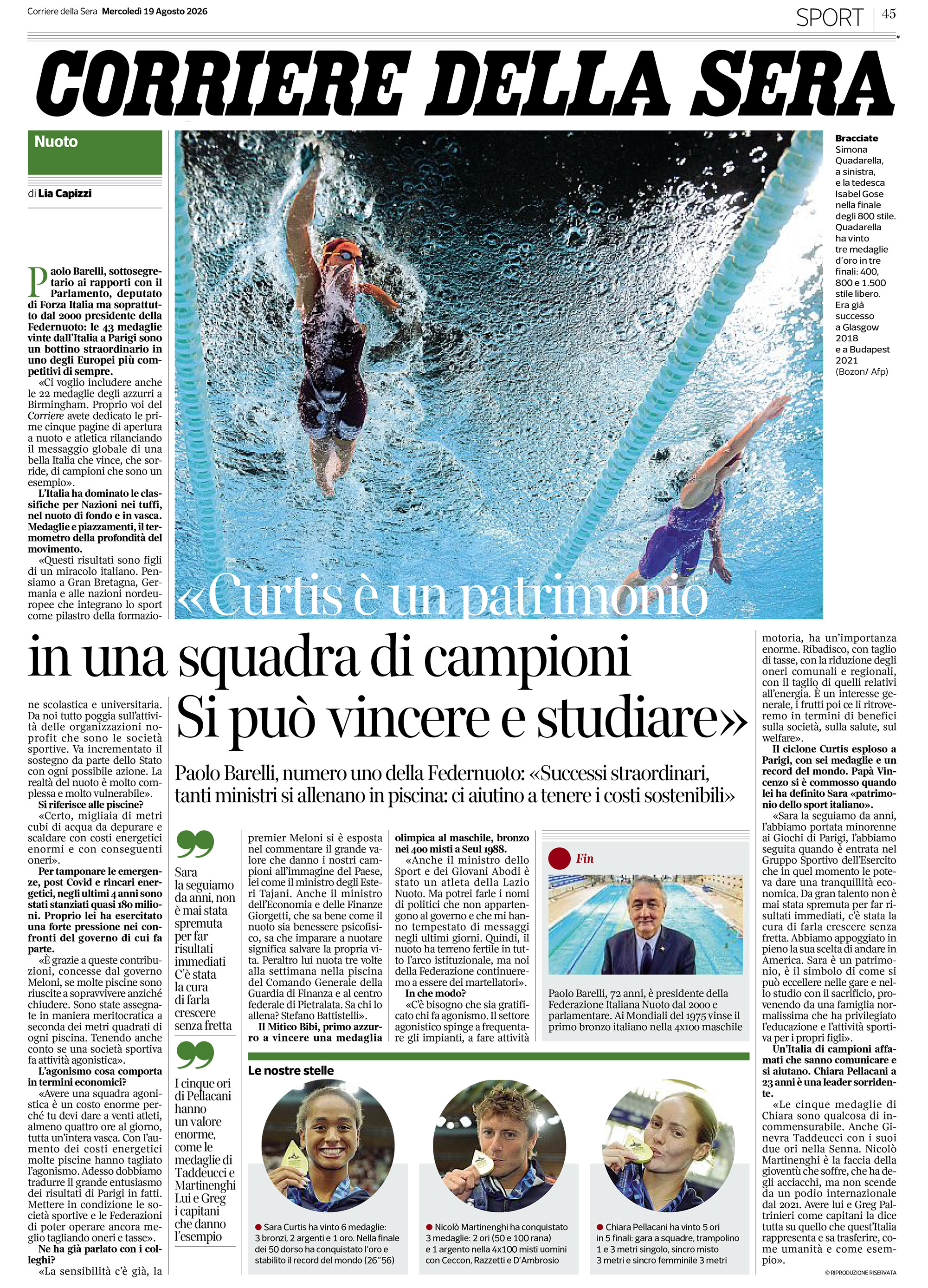 Articolo Corriere della Sera 19 agosto 2026