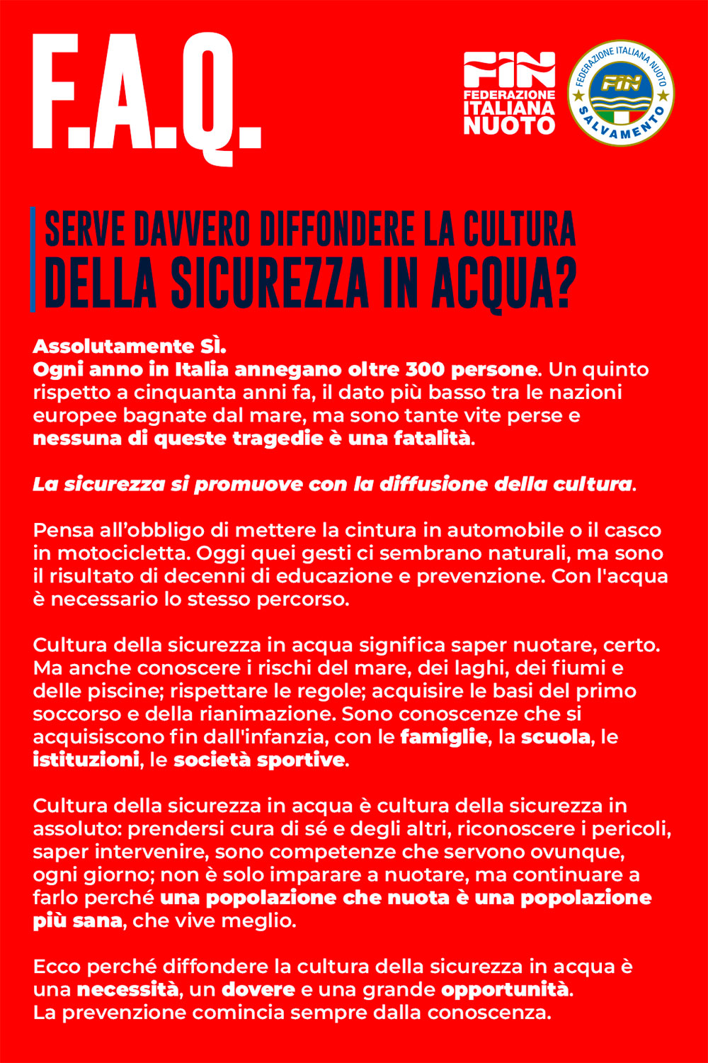 Serve davvero diffondere la cultura della sicurezza in acqua?