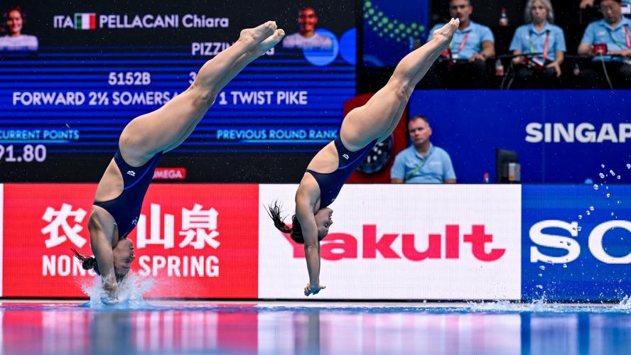 Mondiali. Finale 3 metri sincro F. Pellacani e Pizzini quinte